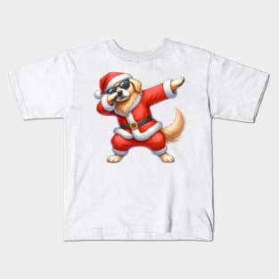 Christmas Golden Retriever Dog Dabbing Dance Kids T-Shirt